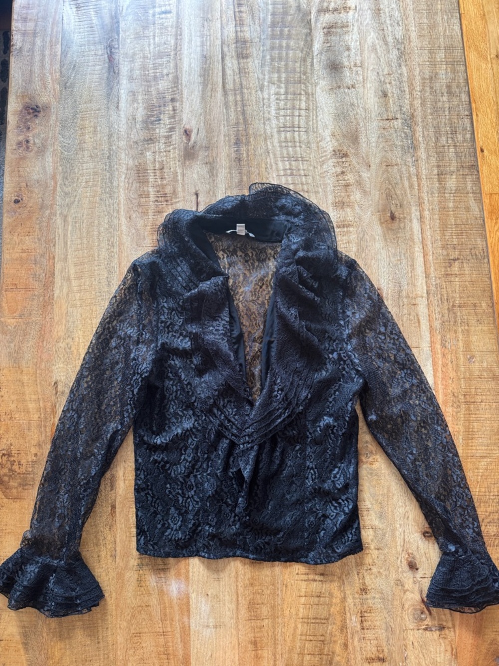 St. John Couture Collection Vintage Black Lace Overlay sheer top blouse
